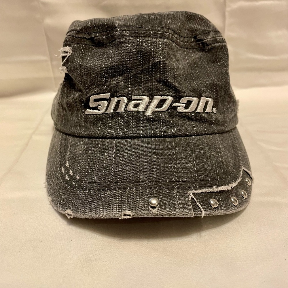 RARE Snap-On Grey distressed military cadet style hat